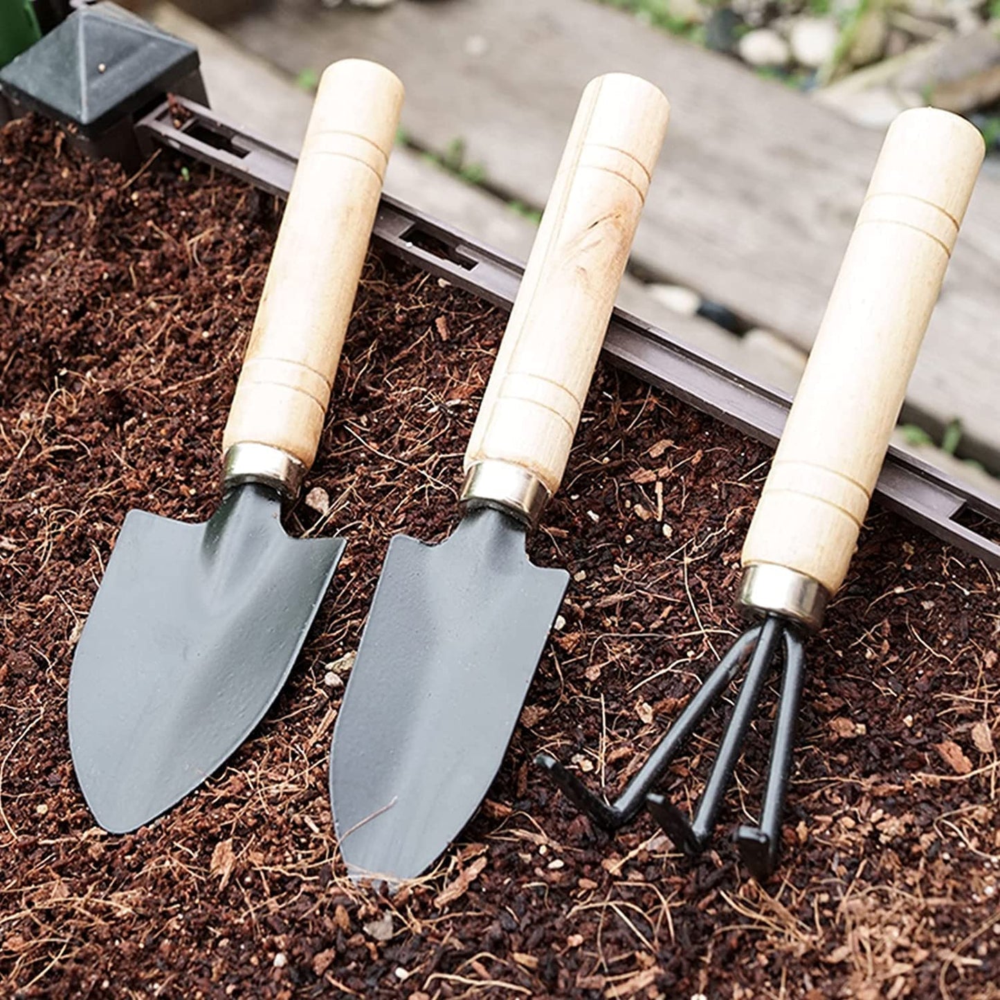 Rake Tool, Hand Trowel, 3 Pcs Gardening Hand Tool Kit For Home Gardening