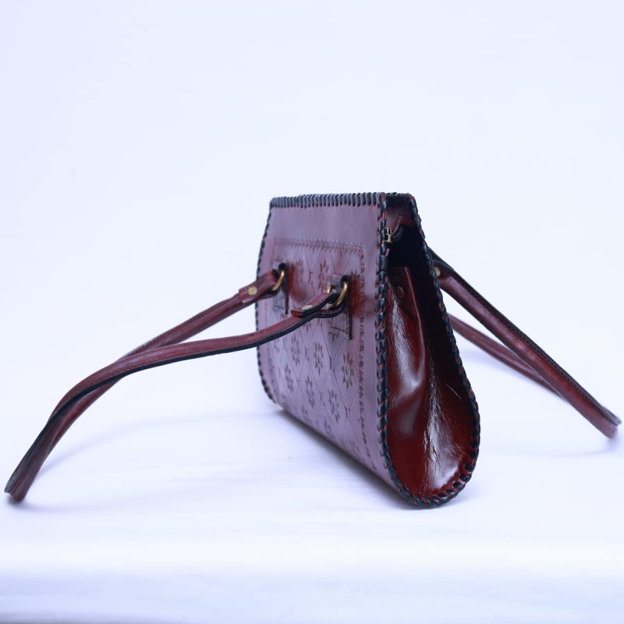 Leather Backpack, Leather Tote Bag Hand Made | Artistry Bag | Made In India(wine Color)