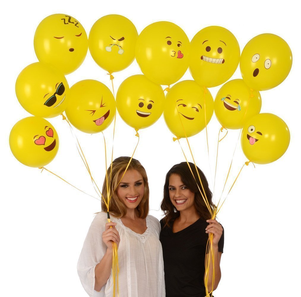 Decorative Balloons For Party, Metallic Balloons, Part Balloons, Emoji Balloons Latex Yellow Emoji Birthday Balloons (pack Of 25)