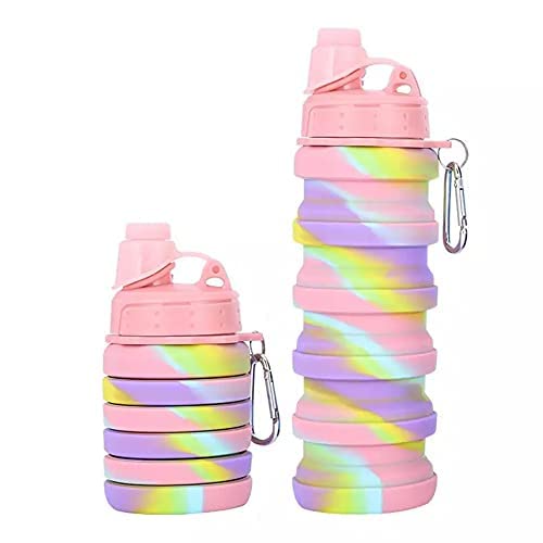 Collapsible Water Bottle, Bpa Free Silicone Foldable Water Bottles, Gym Camping Hiking, Portable Leak Proof Sports Water Bottle