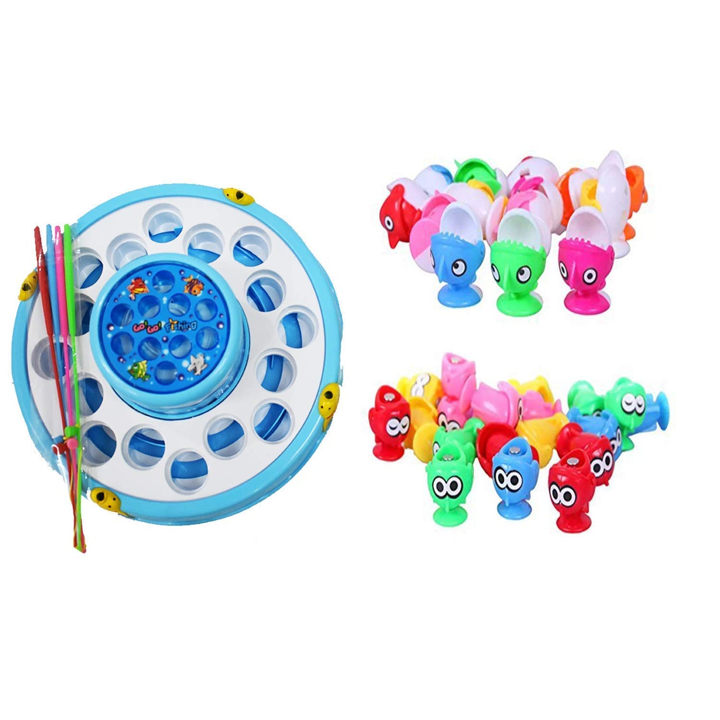 Fishing Game Toys, Fish Toys For Kids Fishing Catching Game With 26 Fishes, 2 Rotary Fish Pond And 4 Pods