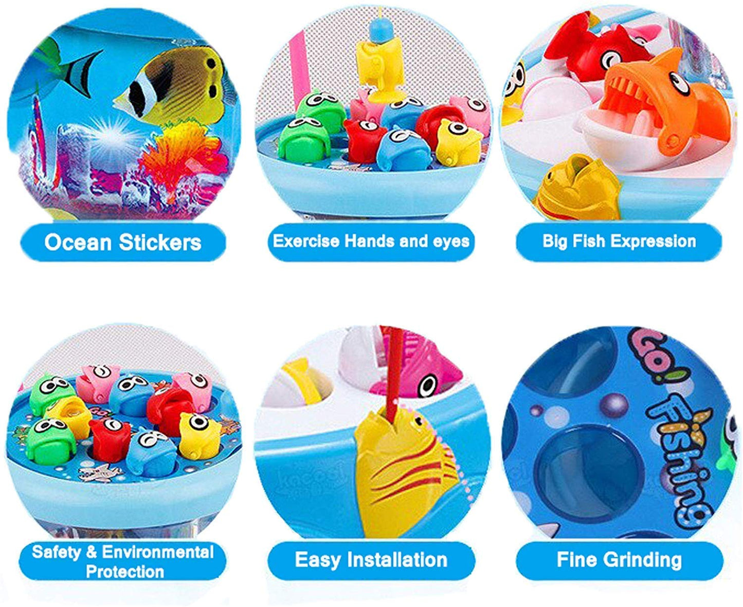 Fishing Game Toys, Fish Toys For Kids Fishing Catching Game With 26 Fishes, 2 Rotary Fish Pond And 4 Pods