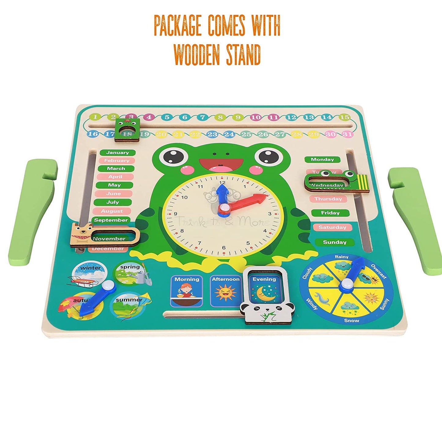 Calendar for kids, Calendar Educational Clock Toy For Kids Learning (Frog Stand)