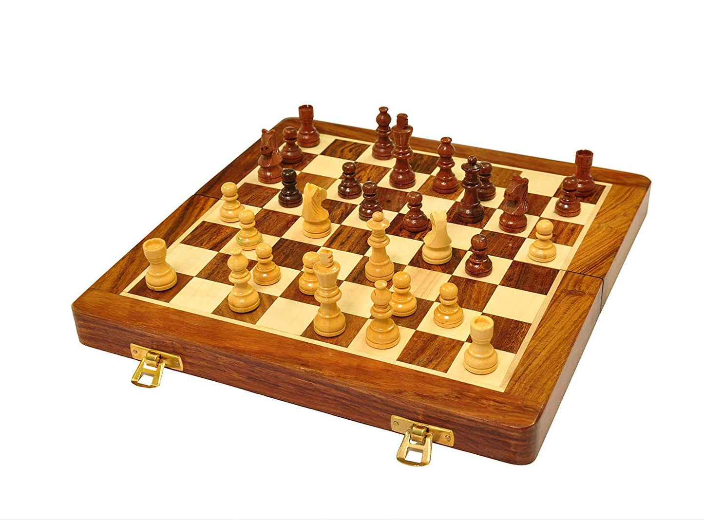 Chess Board, Wooden Chess Board Set With Foam, Folding Wooden Handmade Chess Set Board - 10x10 Inches