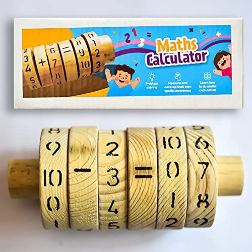Wooden Math's Calculator Spinner, Calculator for kids, Fun Wooden Toy, Improve Math Skills