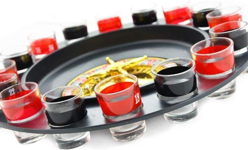 Casino Style Drinking Game Set | Drinking Roulette | 2 Balls and 16 Glasses