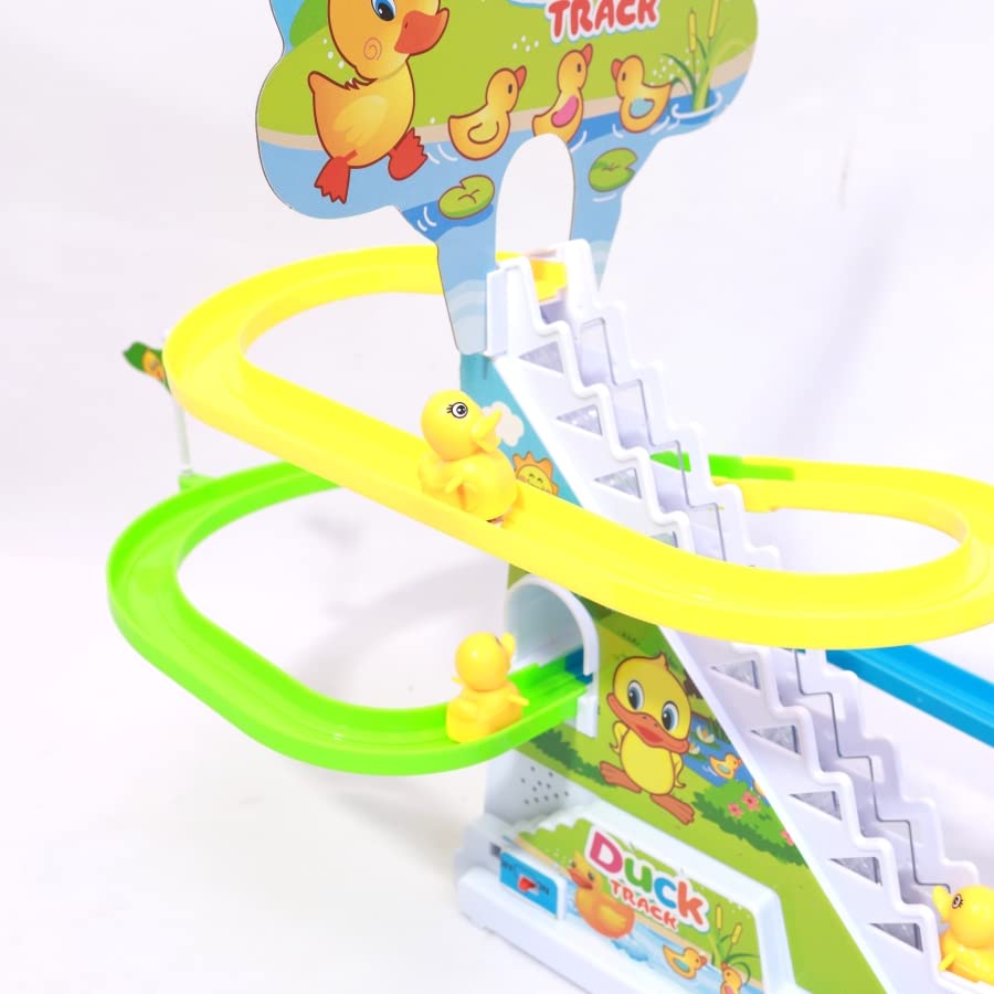 Duck Climbing Stairs Toy, Duck Slide Toy Set, Funny Automatic Stair Climbing Toy