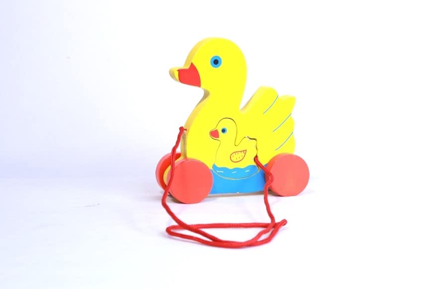 Wooden Pull Along Toy, Push Pull Toy Duck Toy - Beautiful Pull Along Toy for Baby Girl & Boy