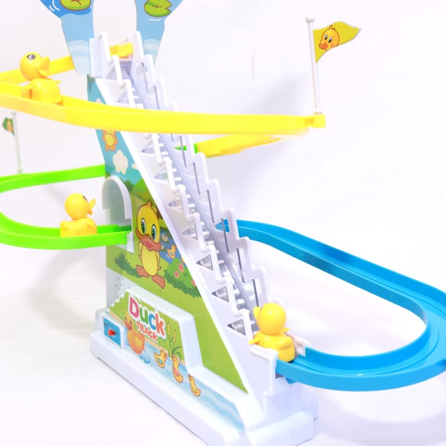 Duck Climbing Stairs Toy, Duck Slide Toy Set, Funny Automatic Stair Climbing Toy