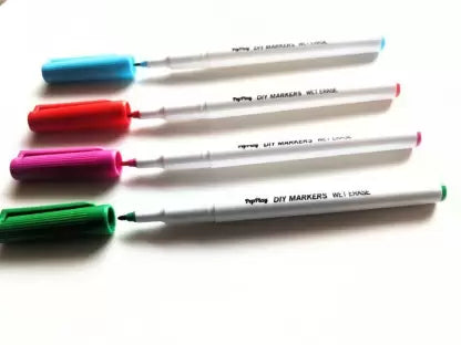 Art Pens, Marker Pen, Paint Pens, Quick Dry for Glass Painting, Craftwork (Basic Set of 4, Green, Turquoise, Dark Red Magenta)