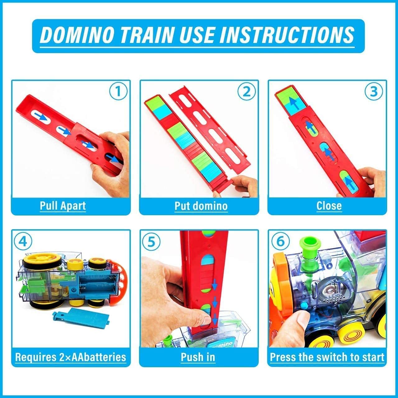 Domino Funny Train, Domino Train Toy 60pcs Domino Blocks Set, Building And Stacking Toy Blocks Domino Set