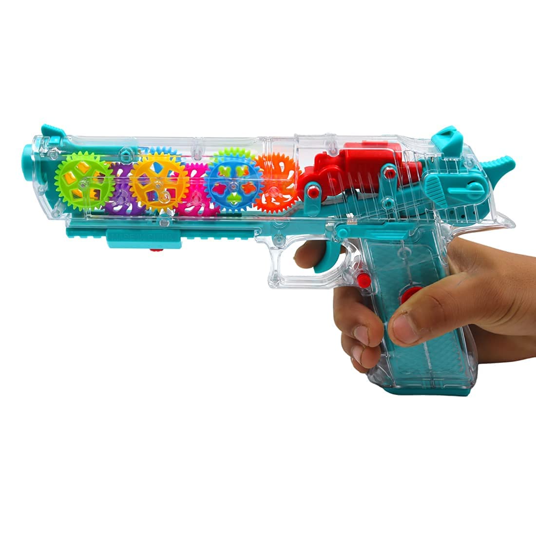 Musical And 3d Lights Kids Transparent Gun Gear Gun, Gears Concept Gun Toys, Multi Musical Blaster With Moving Gears