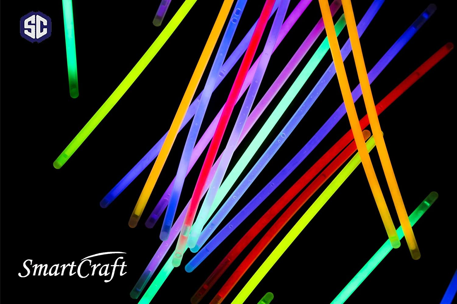 PartySticks Glow Sticks Party Supplies 100pk  8 Inch Glow in The Dark  Light Up Sticks Party Favors Glow Party Decorations Neon Party Glow  Necklaces and Glow Bracelets with Connectors White 