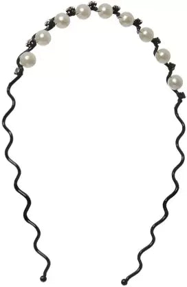 Hair Band, Hair Band For Women With Pearl & Rhinestone Black For Girls (black)