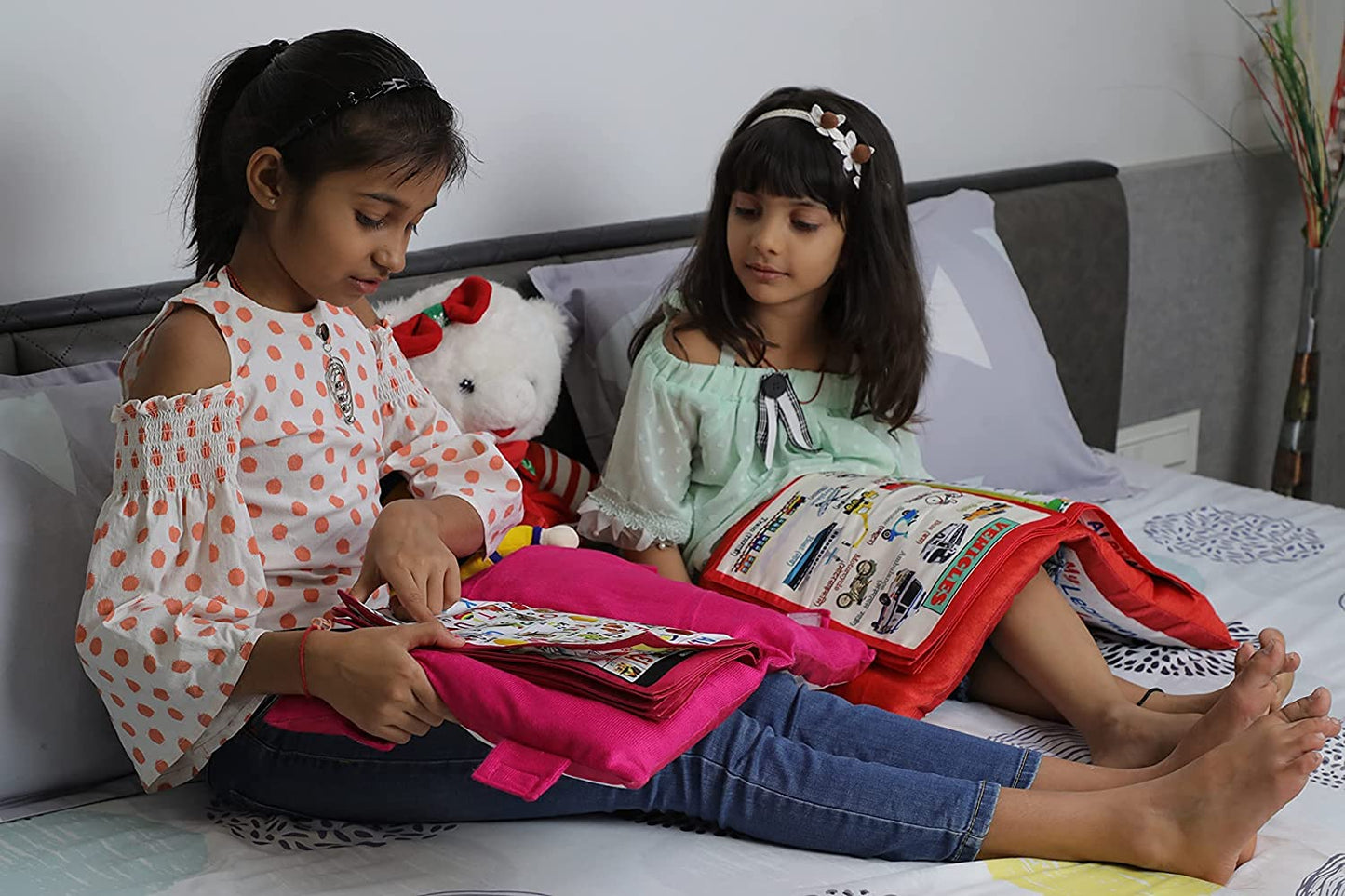 Kids Learning Cushion Book, Velvet Soft Cushion, 12 Things To Learn , Nursery Book Cushion Pillow