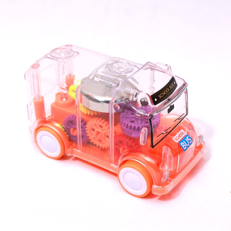 Transparent Mini School Bus Toy Gear Concept Minibus Toy With Tinkling Sound And Lights