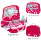 Makeup Set Toys For Kids, Little Girls Make Up Case And Cosmetic Set With Wheels, Pretend Play Kids Beauty Salon
