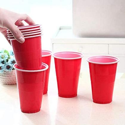 Red Beer Pong Glasses,  Ping Pong Glasses, Party Box Beer Pong Glasses For Drinking Cup, Plastic Glass, Reusable Cups
