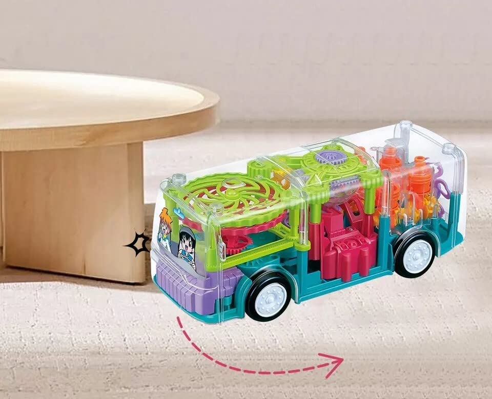Barbie Bus, Bus Toy For Kids, Electric Mechanical Gear Race Bus With Colorful Light, Red Bus Toy