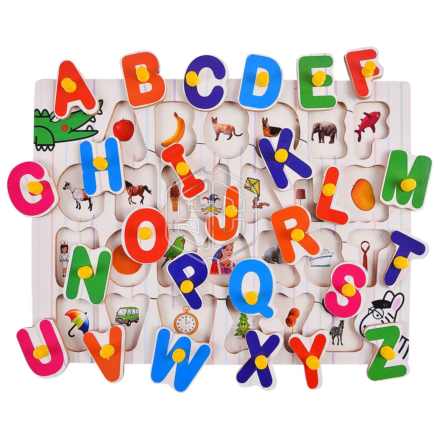 Wooden Capital Alphabet Puzzles, 3d Wooden Capital Alphabet Puzzles With Pictures For Children Educational Learning Letters Puzzle Board Toy